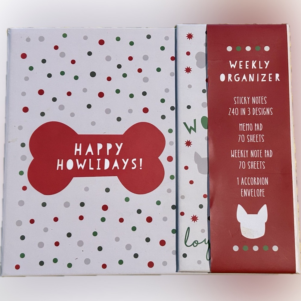 🎄New Happy Howlidays Weekly Holiday Organizer Dog Lovers Sticky Notes, Planner